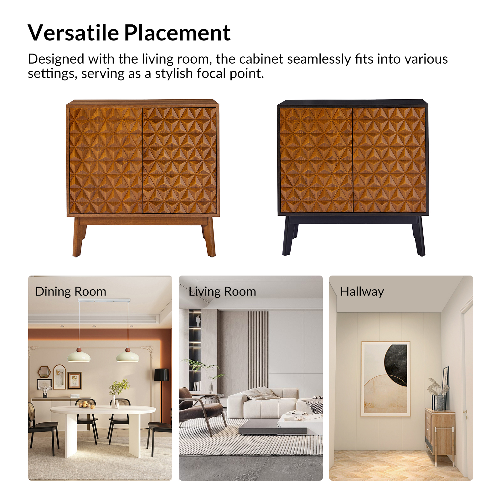 Arvid Walnut Embossed 2-Door Accent Cabinet 3 Arvid Walnut Embossed 2-Door Accent Cabinet - Image 3