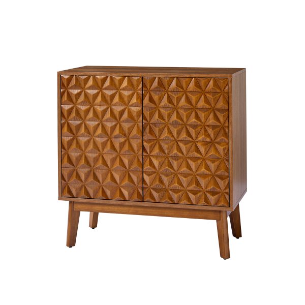Arvid Walnut Embossed 2 Door Accent Cabinet