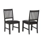 Ashford Slat Dining Chair with Brown Seat (Pack of 2)