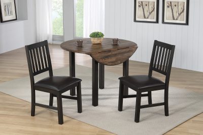 Ashford Slat Dining Chair with Brown Seat (Pack of 2)