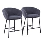 Ashland Black Steel Charcoal Fabric Contemporary Counter Stools (Set of 2) 13 Ashland Black Steel Charcoal Fabric Contemporary Counter Stools (Set of 2)