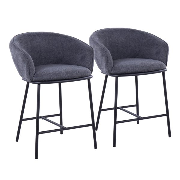 Ashland Black Steel Charcoal Fabric Contemporary Counter Stools Set of 2 2