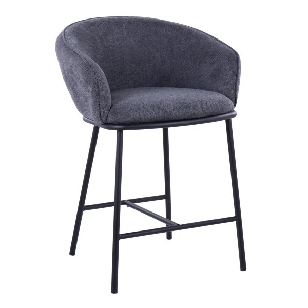 Ashland Black Steel Charcoal Fabric Contemporary Counter Stools Set of 2 3