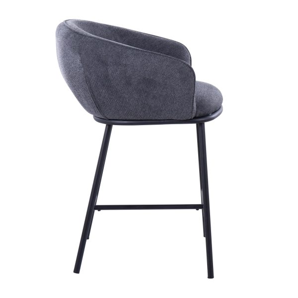Ashland Black Steel Charcoal Fabric Contemporary Counter Stools Set of 2 4