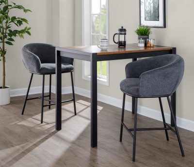 Ashland Black Steel Charcoal Fabric Contemporary Counter Stools (Set of 2)