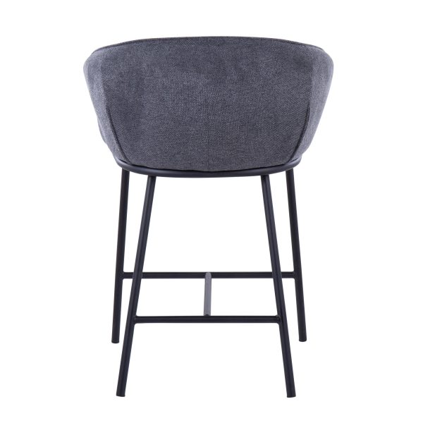 Ashland Black Steel Charcoal Fabric Contemporary Counter Stools Set of 2 6