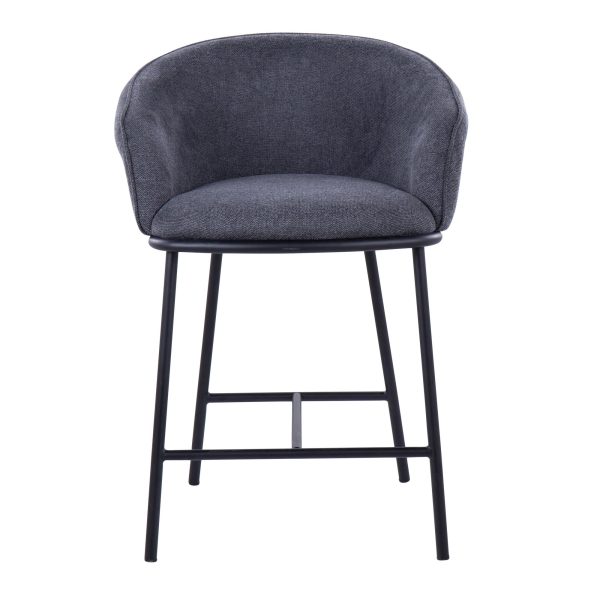 Ashland Black Steel Charcoal Fabric Contemporary Counter Stools Set of 2 7