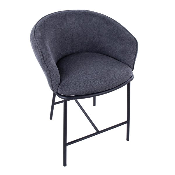 Ashland Black Steel Charcoal Fabric Contemporary Counter Stools Set of 2 8