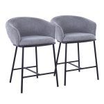 Ashland Black Steel and Grey Fabric Counter Stool (Set of 2) 13 Ashland Black Steel and Grey Fabric Counter Stool (Set of 2)