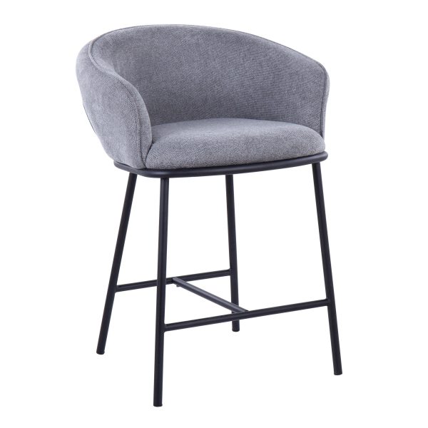 Ashland Black Steel and Grey Fabric Counter Stool Set of 2 3