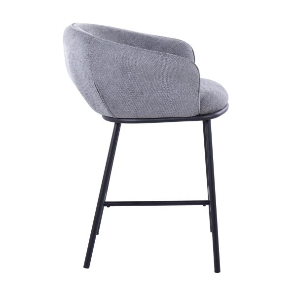 Ashland Black Steel and Grey Fabric Counter Stool Set of 2 4