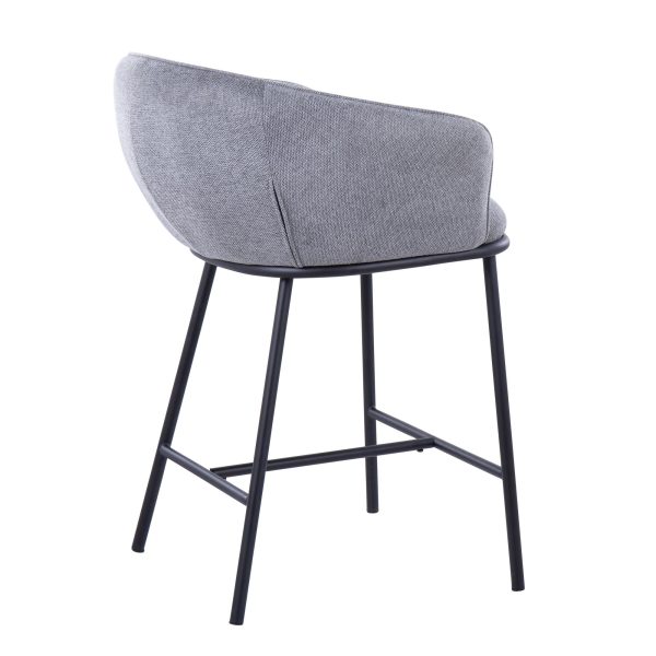 Ashland Black Steel and Grey Fabric Counter Stool Set of 2 5