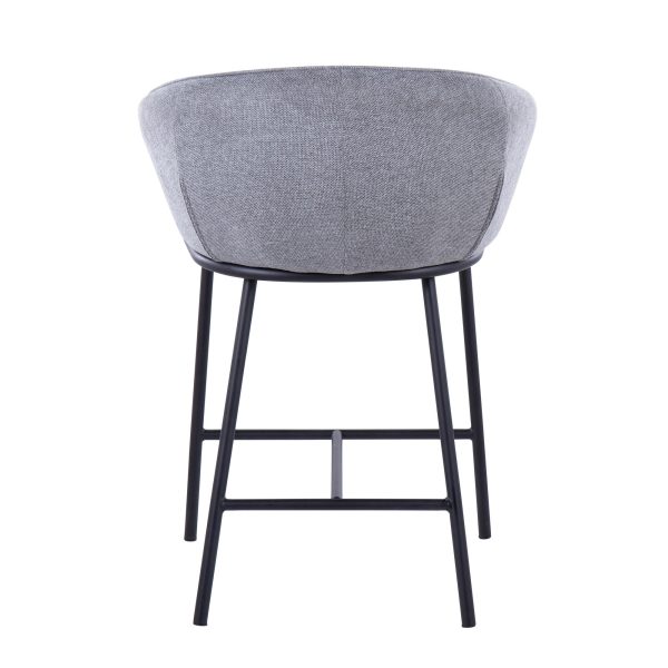 Ashland Black Steel and Grey Fabric Counter Stool Set of 2 6