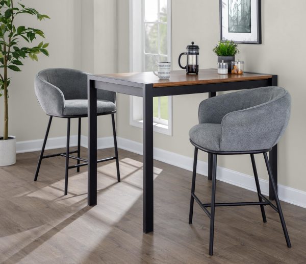 Ashland Black Steel and Grey Fabric Counter Stool Set of 2
