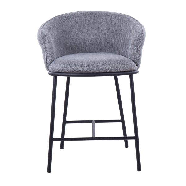 Ashland Black Steel and Grey Fabric Counter Stool Set of 2 7