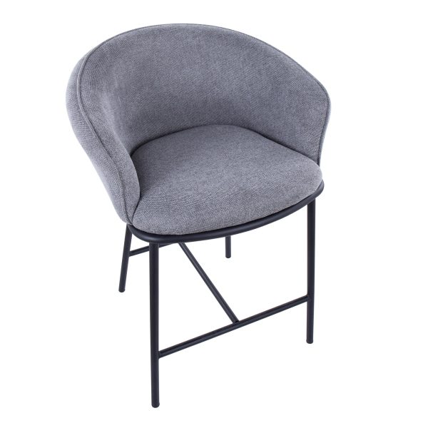 Ashland Black Steel and Grey Fabric Counter Stool Set of 2 8