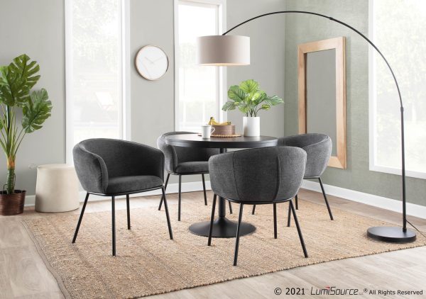 Ashland Contemporary Black Steel Charcoal Fabric Accent Chair 1