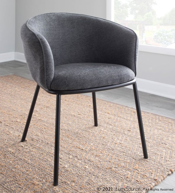 Ashland Contemporary Black Steel Charcoal Fabric Accent Chair 2