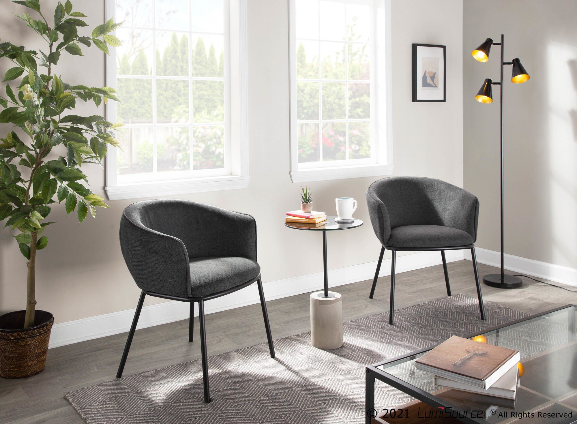 Ashland Contemporary Black Steel Charcoal Fabric Accent Chair 4 Ashland Contemporary Black Steel Charcoal Fabric Accent Chair - Image 4