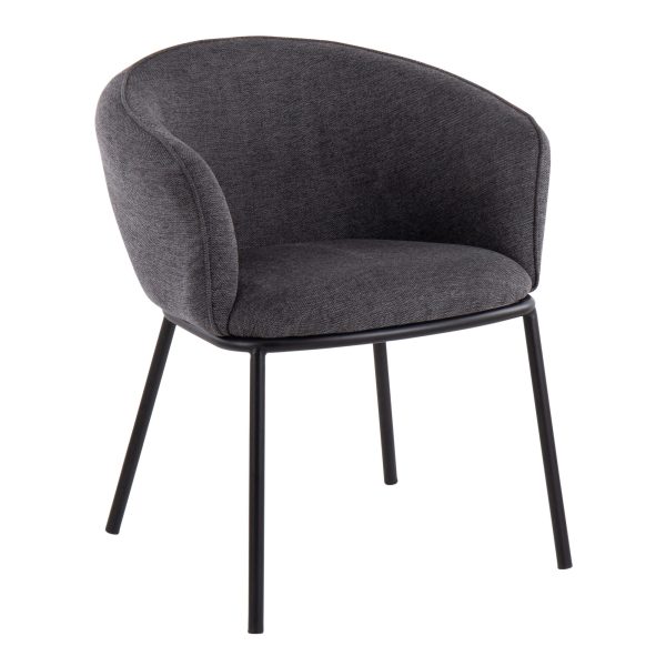 Ashland Contemporary Black Steel Charcoal Fabric Accent Chair 4