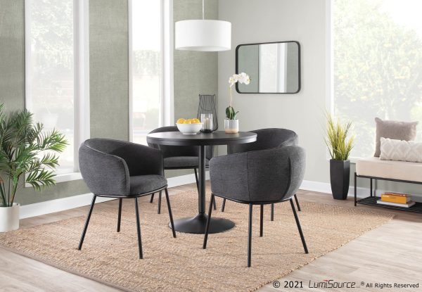 Ashland Contemporary Black Steel Charcoal Fabric Accent Chair