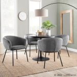 Ashland Contemporary Black Steel Grey Fabric Accent Chair