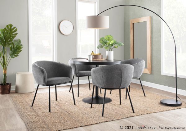 Ashland Contemporary Black Steel Grey Fabric Accent Chair 1