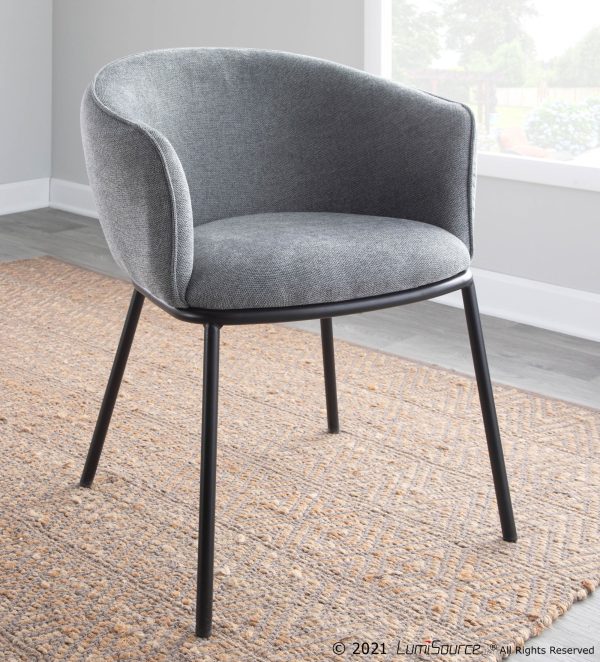Ashland Contemporary Black Steel Grey Fabric Accent Chair 2