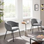 Ashland Contemporary Black Steel Grey Fabric Accent Chair