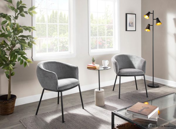 Ashland Contemporary Black Steel Grey Fabric Accent Chair 3