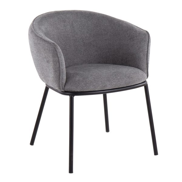 Ashland Contemporary Black Steel Grey Fabric Accent Chair 4