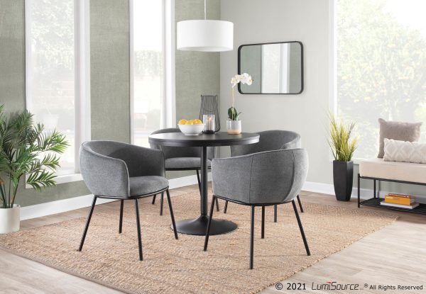 Ashland Contemporary Black Steel Grey Fabric Accent Chair