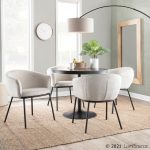 Ashland Contemporary Black Steel and Cream Fabric Accent Chair
