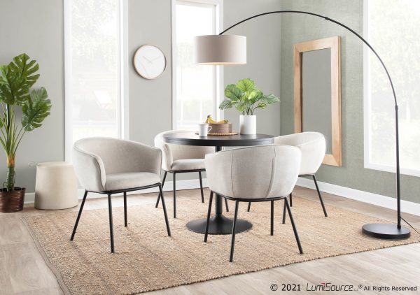 Ashland Contemporary Black Steel and Cream Fabric Accent Chair 1