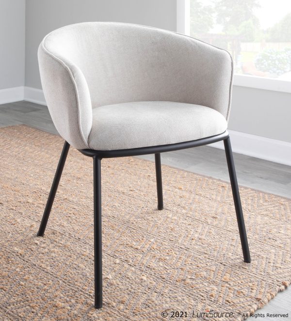 Ashland Contemporary Black Steel and Cream Fabric Accent Chair 2