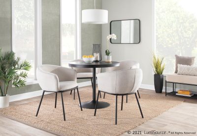 Ashland Contemporary Black Steel and Cream Fabric Accent Chair