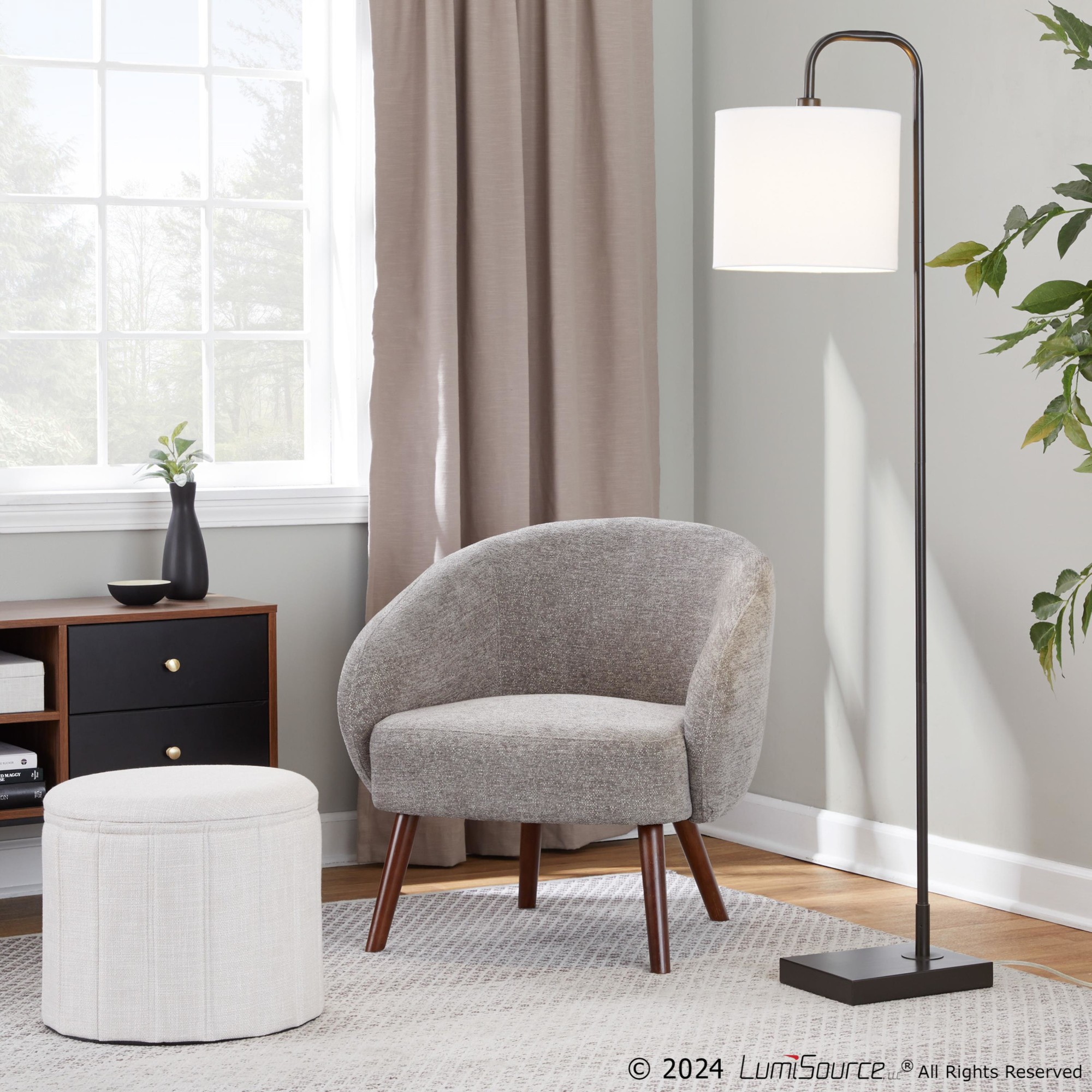 Ashland Contemporary Grey Fabric Walnut Lounge Chair 2 Ashland Contemporary Grey Fabric Walnut Lounge Chair - Image 2