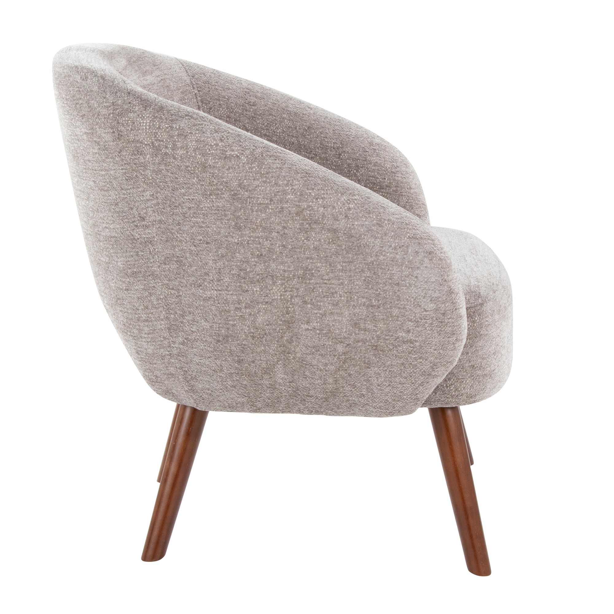 Ashland Contemporary Grey Fabric Walnut Lounge Chair 4 Ashland Contemporary Grey Fabric Walnut Lounge Chair - Image 4