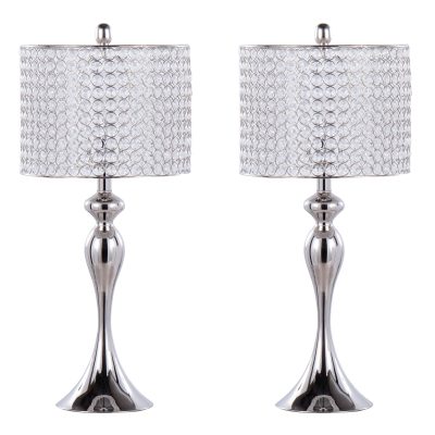 Ashland Contemporary Polished Nickel Crystal Table Lamps, 27" (Set of 2)