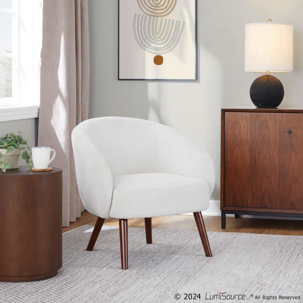 Ashland Cream Fabric Contemporary Lounge Chair Walnut Wood Legs 1