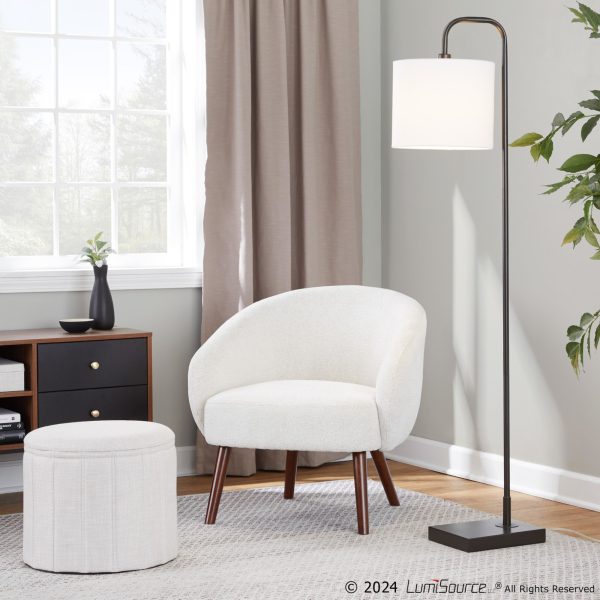 Ashland Cream Fabric Contemporary Lounge Chair Walnut Wood Legs 2