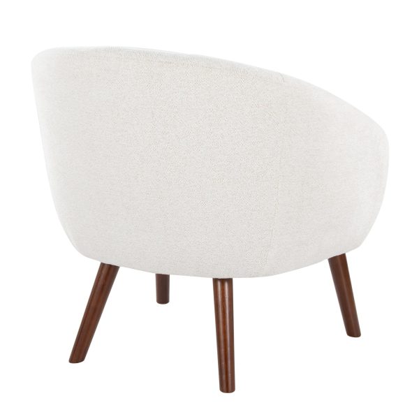 Ashland Cream Fabric Contemporary Lounge Chair Walnut Wood Legs 5