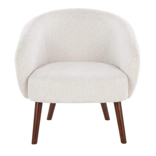 Ashland Cream Fabric Contemporary Lounge Chair Walnut Wood Legs 7