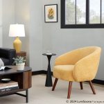 Ashland Yellow Fabric Contemporary Lounge Chair Walnut Legs 16 Ashland Yellow Fabric Contemporary Lounge Chair Walnut Legs