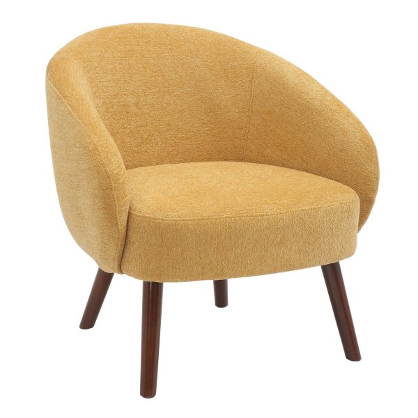 Ashland Yellow Fabric Contemporary Lounge Chair Walnut Legs 2