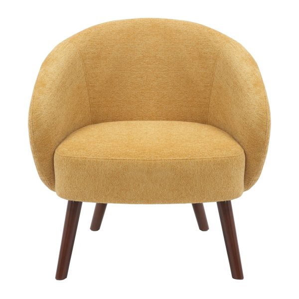 Ashland Yellow Fabric Contemporary Lounge Chair Walnut Legs 6