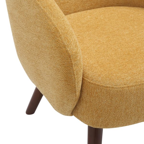 Ashland Yellow Fabric Contemporary Lounge Chair Walnut Legs 9