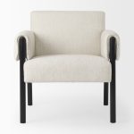 Ashton Beige Twill Fabric w/ Black Wood Accent Chair