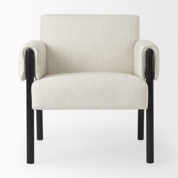 Ashton Beige Twill Fabric w Black Wood Accent Chair 3
