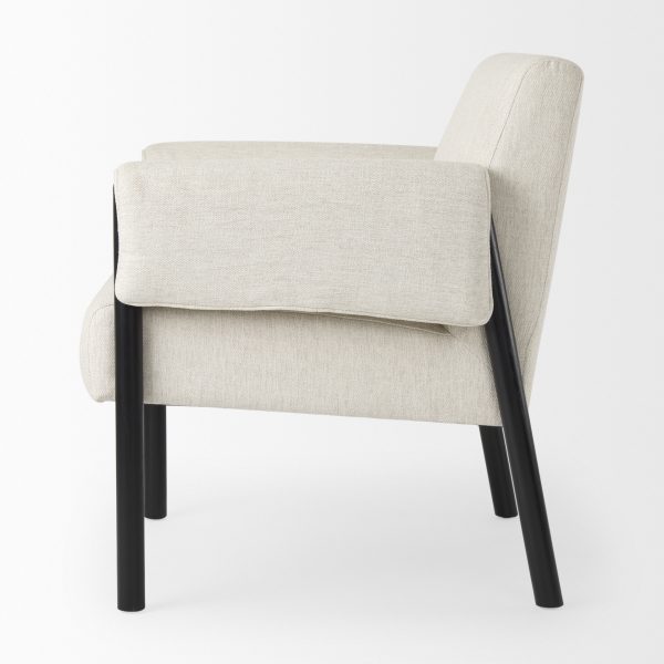 Ashton Beige Twill Fabric w Black Wood Accent Chair 4